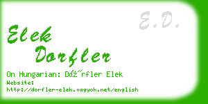 elek dorfler business card